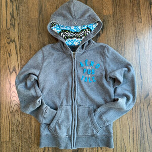 Aeropostale Gray Full Zip Hoodie Sweatshirt Thermal Waffle Lined Nordic Hoodie S